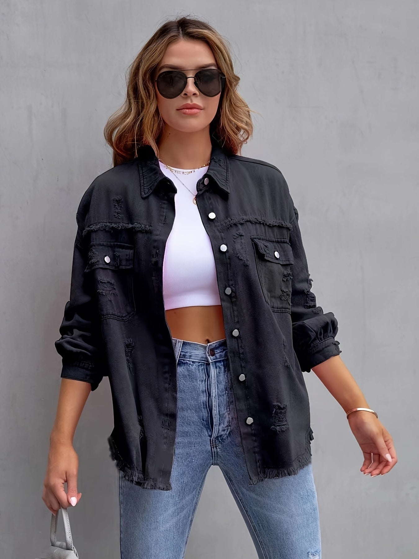 Oversized Denim Jasje Blauw Unisex Met Knoopsluiting - StudioMarella