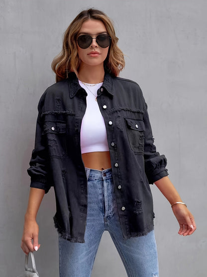 Oversized Denim Jasje Blauw Unisex Met Knoopsluiting - StudioMarella