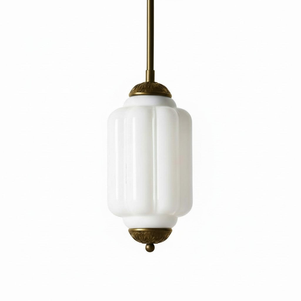 Vintage Melkglazen Hanglamp met Gegolfde Rand – Scandinavische Sfeerverlichting voor Keuken en Slaapkamer