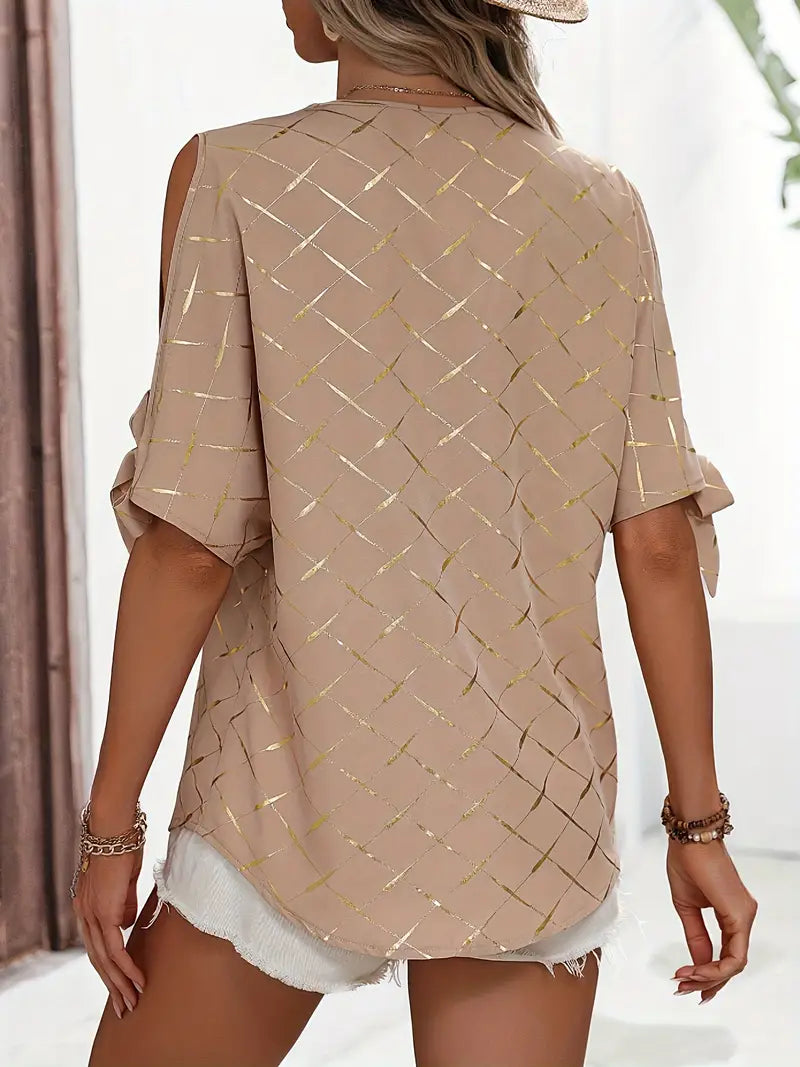 Vrouwelijke Zomer Blouse Kort Met V-Hals