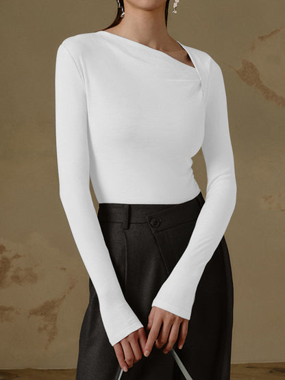 Dames Top Lange Mouwen Asymmetrische Klassieke Stijl