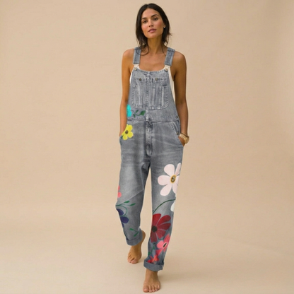 Bloemenprint Jumpsuit Denim voor Vrouw