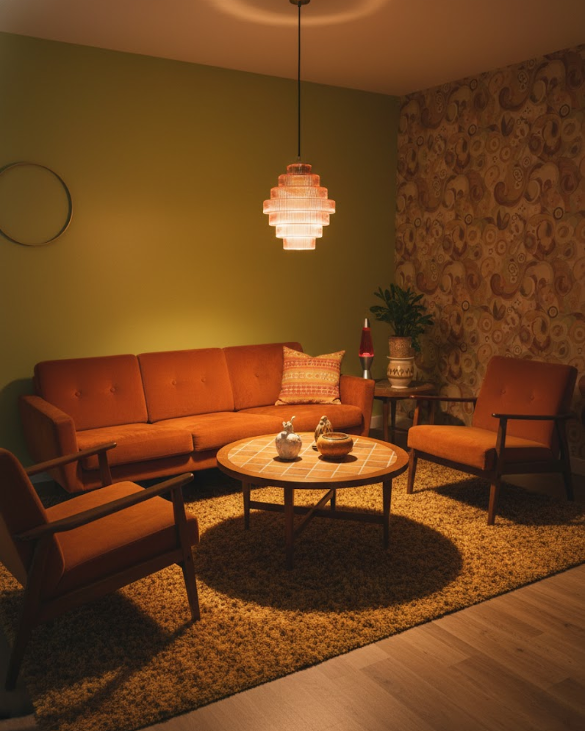 Moderne trapsgewijze glazen hanglamp met gouden detail voor eetkamer en woonkamer – luxe design verlichting