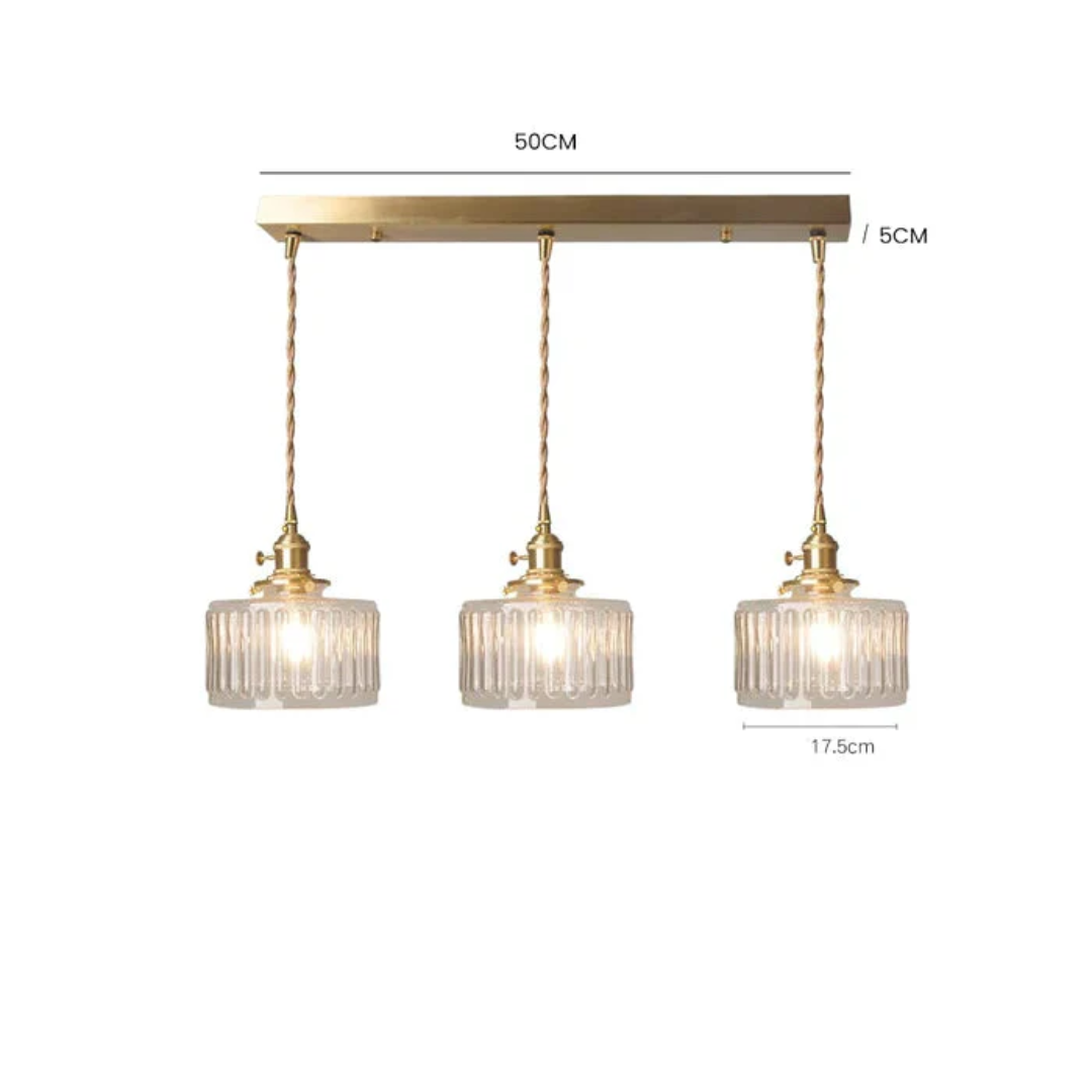 Quilivon Hanglamp Glas Messing Groen E27 Keuken Eettafel Retro Verlichting Geribbeld Glas Design