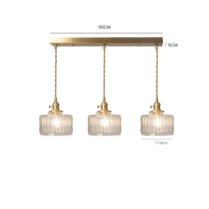 Quilivon Hanglamp Glas Messing Groen E27 Keuken Eettafel Retro Verlichting Geribbeld Glas Design
