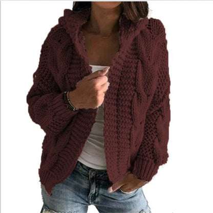 Dames Vest Capuchon Gebreid Kabeltrui Warm