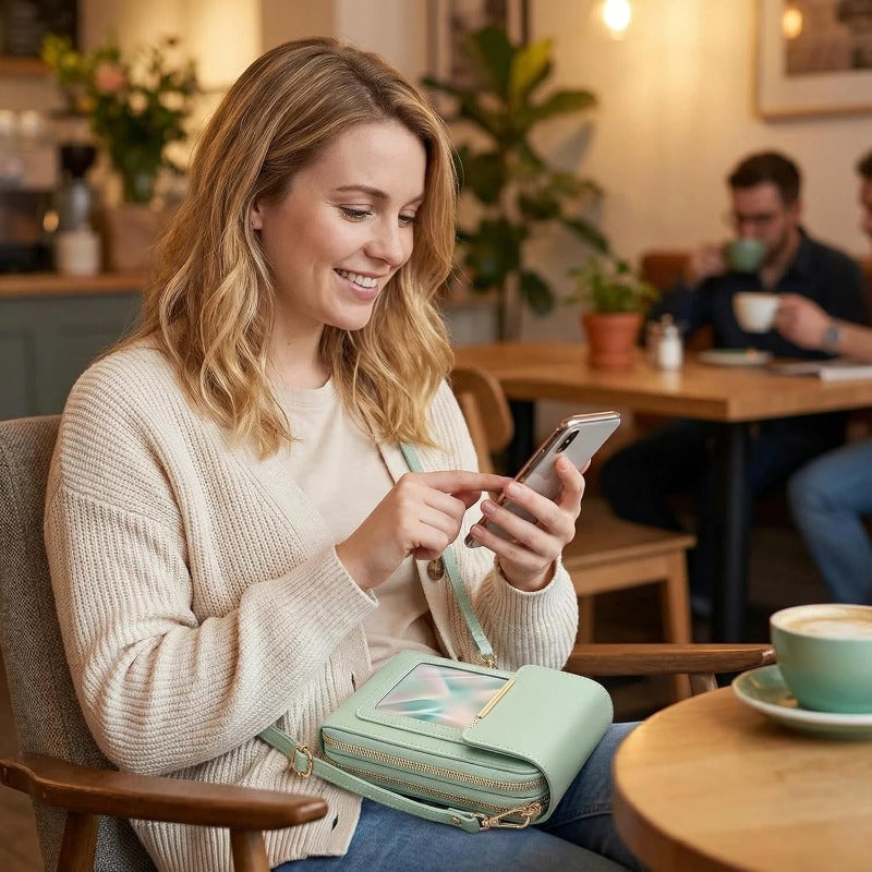 Crossbody Telefoontas met RFID-beveiliging | Waterdichte touchscreen-portemonnee | Verstelbare schoudertas voor smartphones tot 6,7 inch