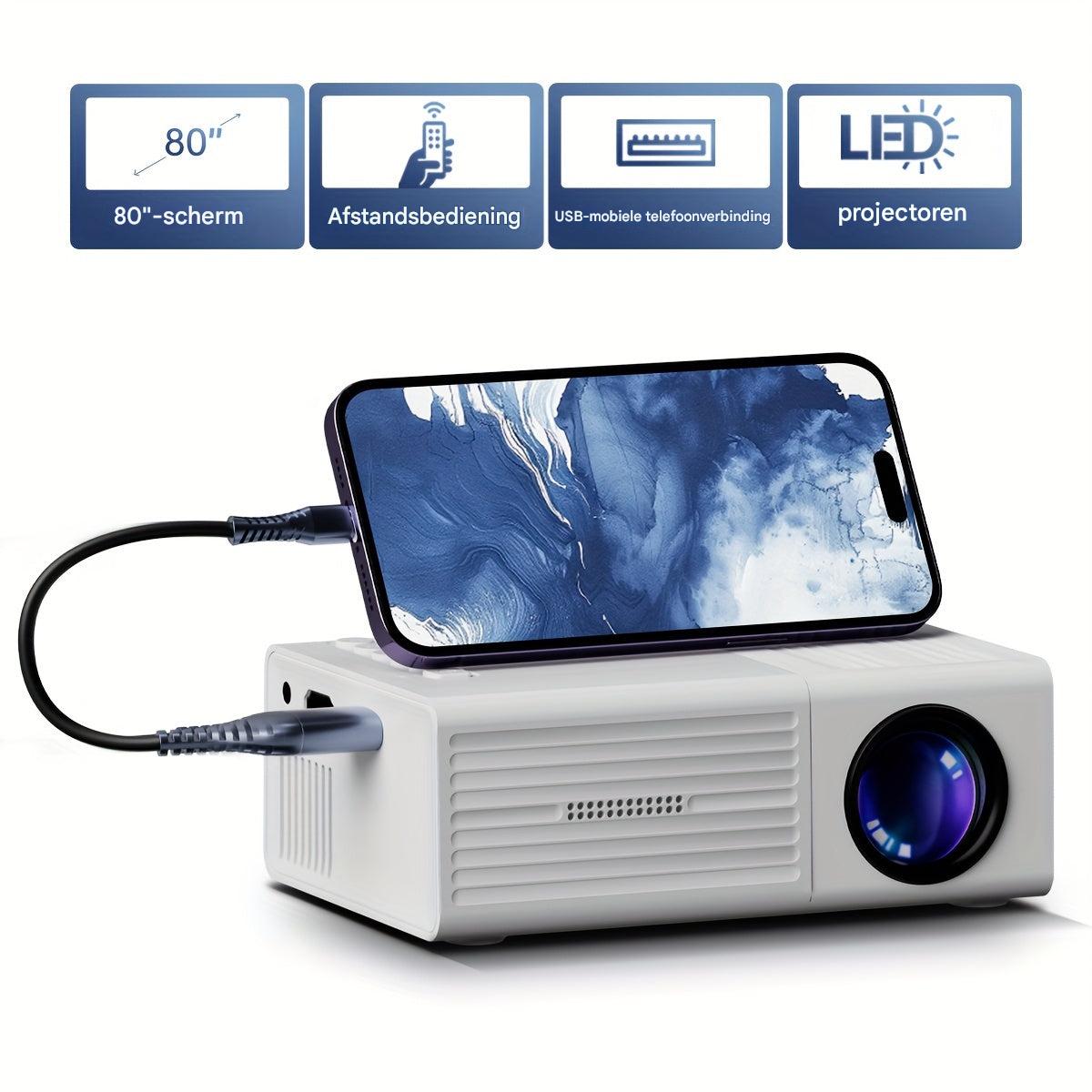 Mini LED Beamer Compact Projector 3000 Lumen HD Thuisbioscoop Films Presentaties Gaming HDMI USB AV Multimedia