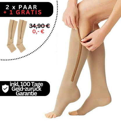 Compressiekousen met Rits Zwart Nude S-M L-XL 2XL Orthopedische Ondersteuning Dagelijks Comfort Therapeutisch