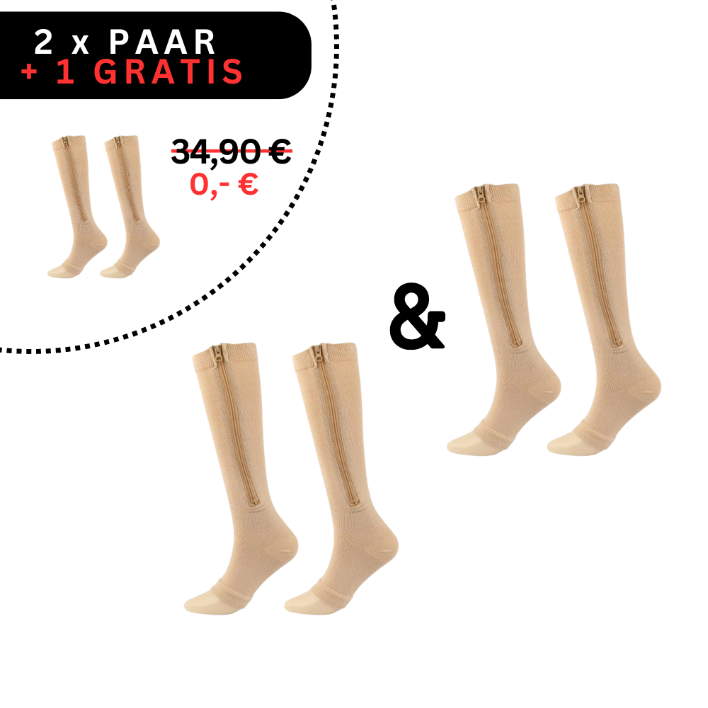 Compressiekousen met Rits Zwart Nude S-M L-XL 2XL Orthopedische Ondersteuning Dagelijks Comfort Therapeutisch