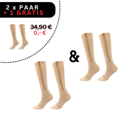Compressiekousen met Rits Zwart Nude S-M L-XL 2XL Orthopedische Ondersteuning Dagelijks Comfort Therapeutisch