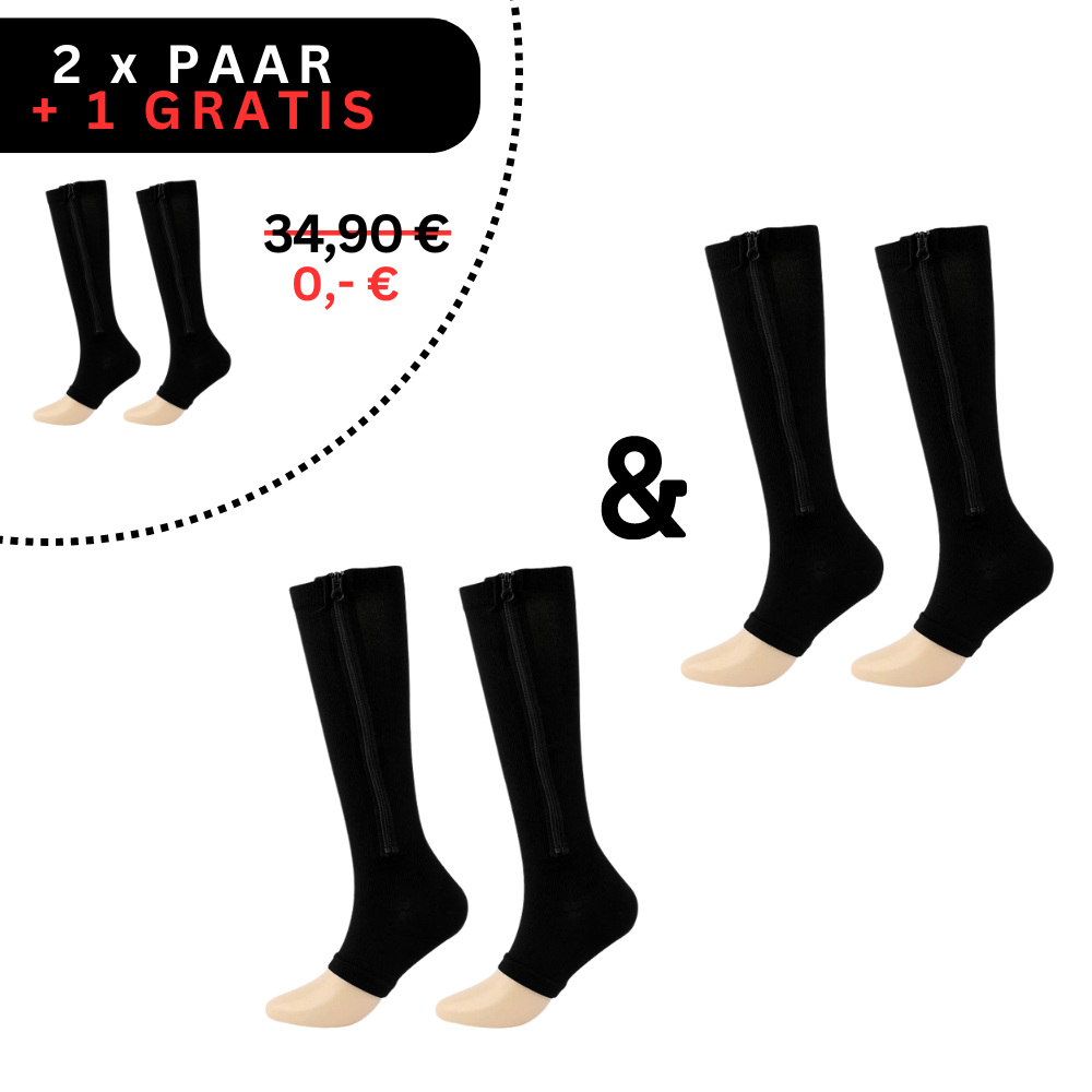 Compressiekousen met Rits Zwart Nude S-M L-XL 2XL Orthopedische Ondersteuning Dagelijks Comfort Therapeutisch
