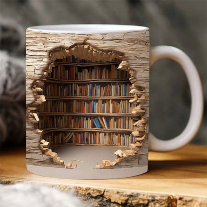 Keramische Boekenplank Mok 3D Design 350ml Koffiekop Literatuur Liefhebbers Cadeau voor Keuken en Woonkamer