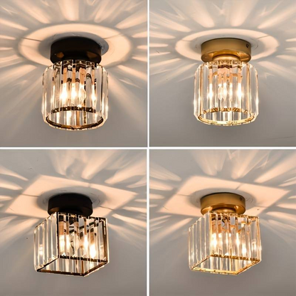 Plafondlamp Kristal Zwart Zilver Goud E27 Opbouw Modern Hal Woonkamer