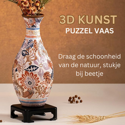 3D Puzzelvaas Zelfbouw – Creatief Decoratiestuk met 160 Puzzelstukjes – Unieke Vaas voor Bloemen – Doe-het-zelf Interieurobject – Inclusief Waterbeker en Standaard