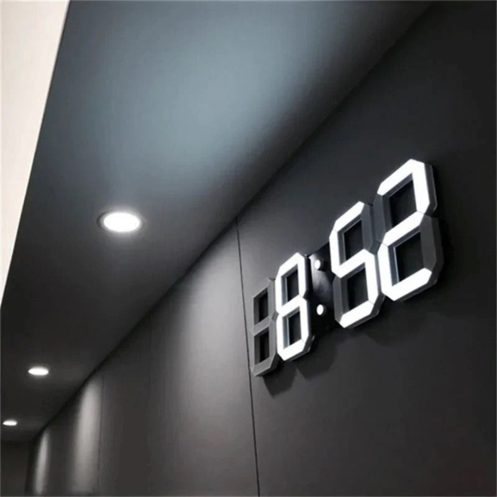 Grote 3D Digitale LED Wandklok Met Dimbare Verlichting En Nachtmodus Voor Woonkamer Slaapkamer En Kantoor