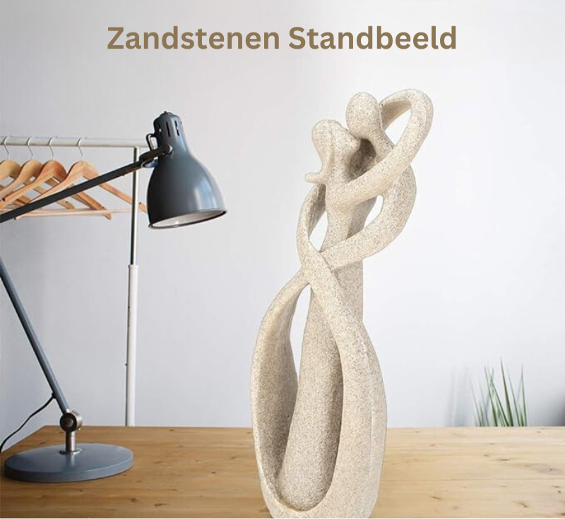 Abstract Liefdesbeeld van Zandsteen – Decoratief Sculptuur voor Interieur