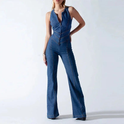 Jumpsuit Denim Retro Hoge Kwaliteit Slanke Pasvorm - StudioMarella