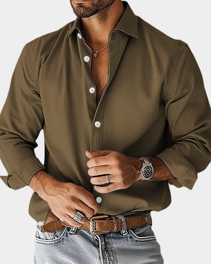 Heren Overhemd Lange Mouwen Button Down Kraag Slim Fit