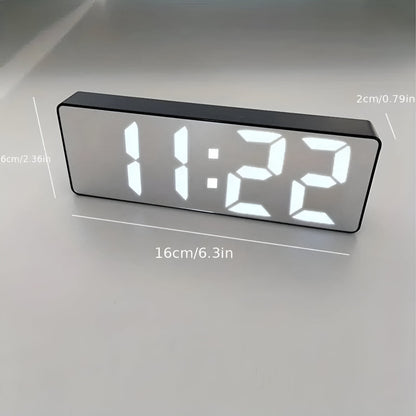 Digitale LED Spiegelwekker met Datum en Temperatuur — Minimalistisch Design voor Slaapkamer en Bureau