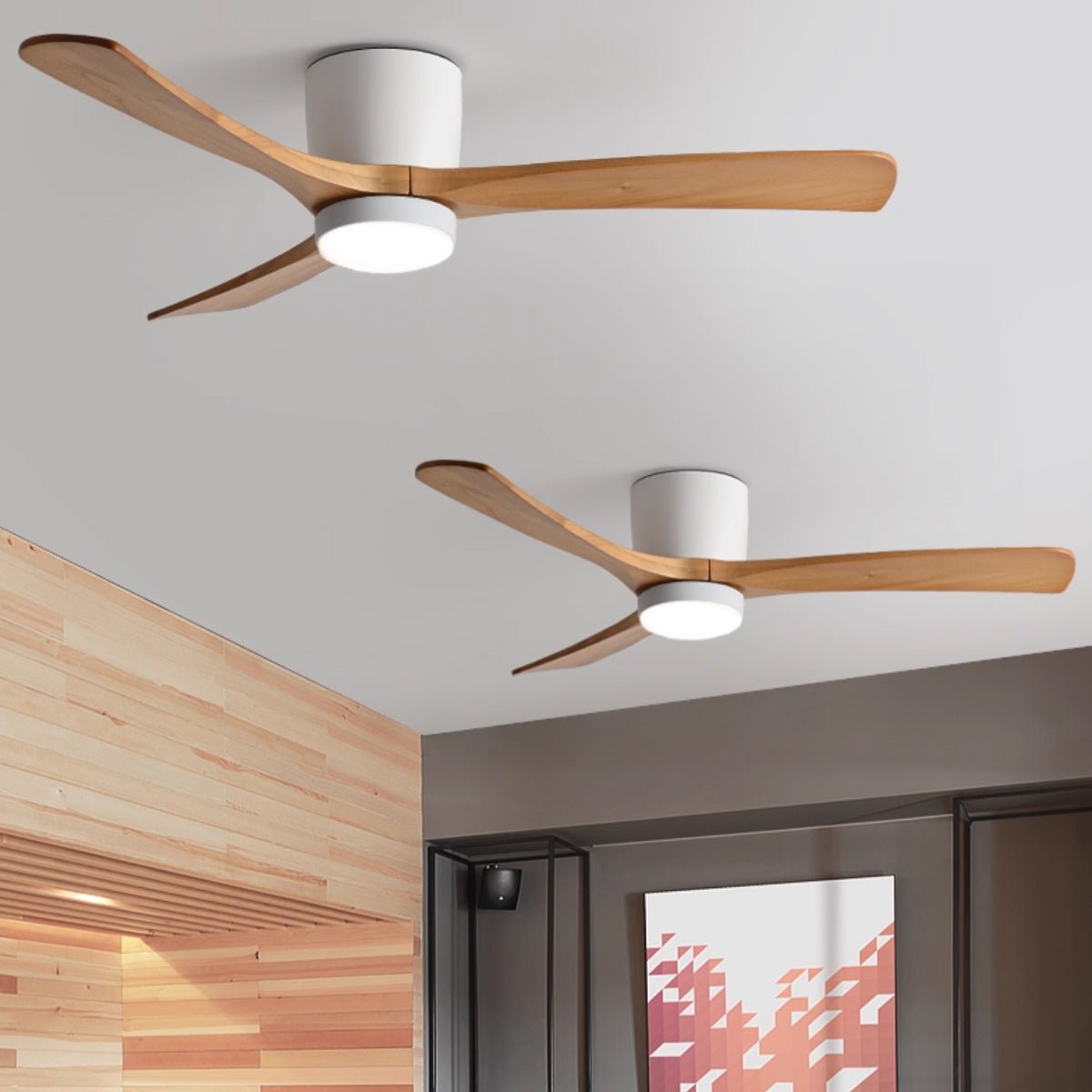 Plafondventilator met led verlichting en houten bladen – Scandinavisch design