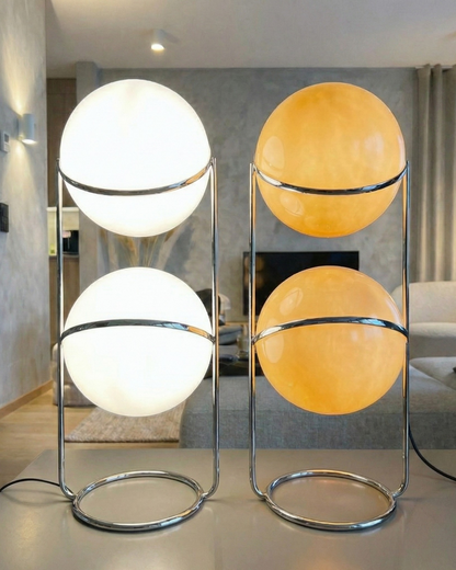 Moderne Vloerlamp met Chroomafwerking en Acrylbollen – Sfeervolle Verlichting voor Woonkamer en Slaapkamer