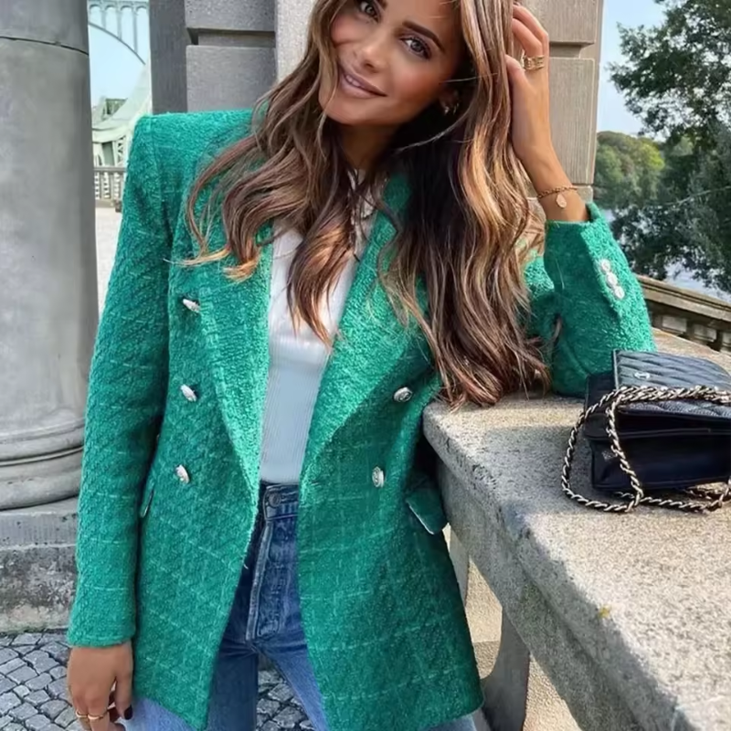 Dames Blazer Elegant met Reverskraag en Knopen