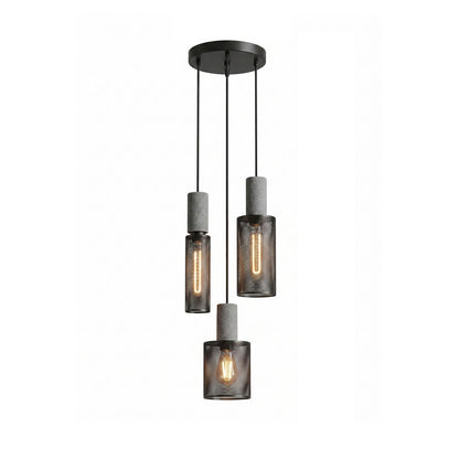 Industriële Hanglamp met Cement & Zwart Mesh — 6 Vormen