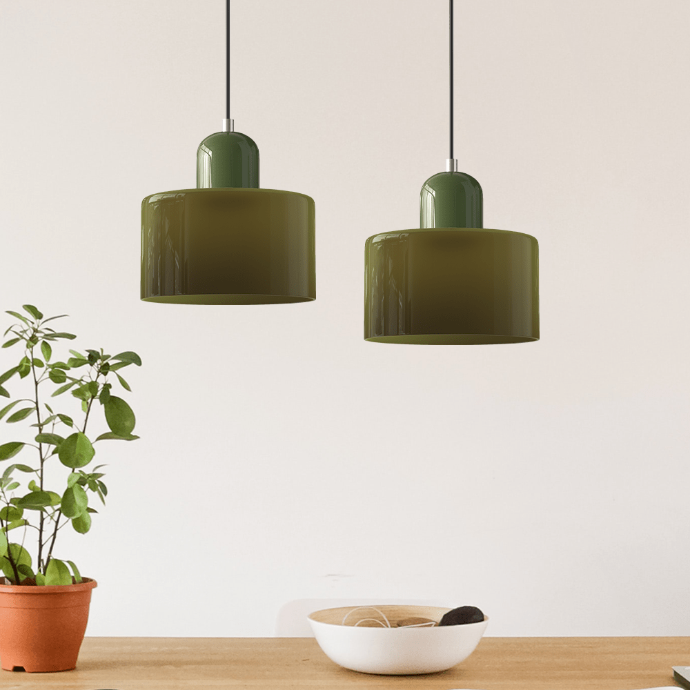 Glazen Hanglamp Bauhaus-Stijl Handgeweven Afwerking Eetkamer Woonkamer