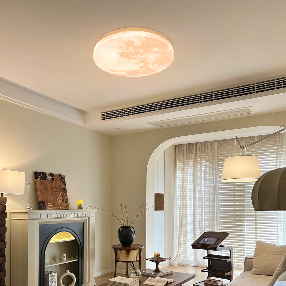 LED Plafondlamp Maanontwerp Hout Acryl Rond 26-48cm Slaapkamer Woonkamer Plafondlamp Maanlamp LED Verlichting Modern Interieur