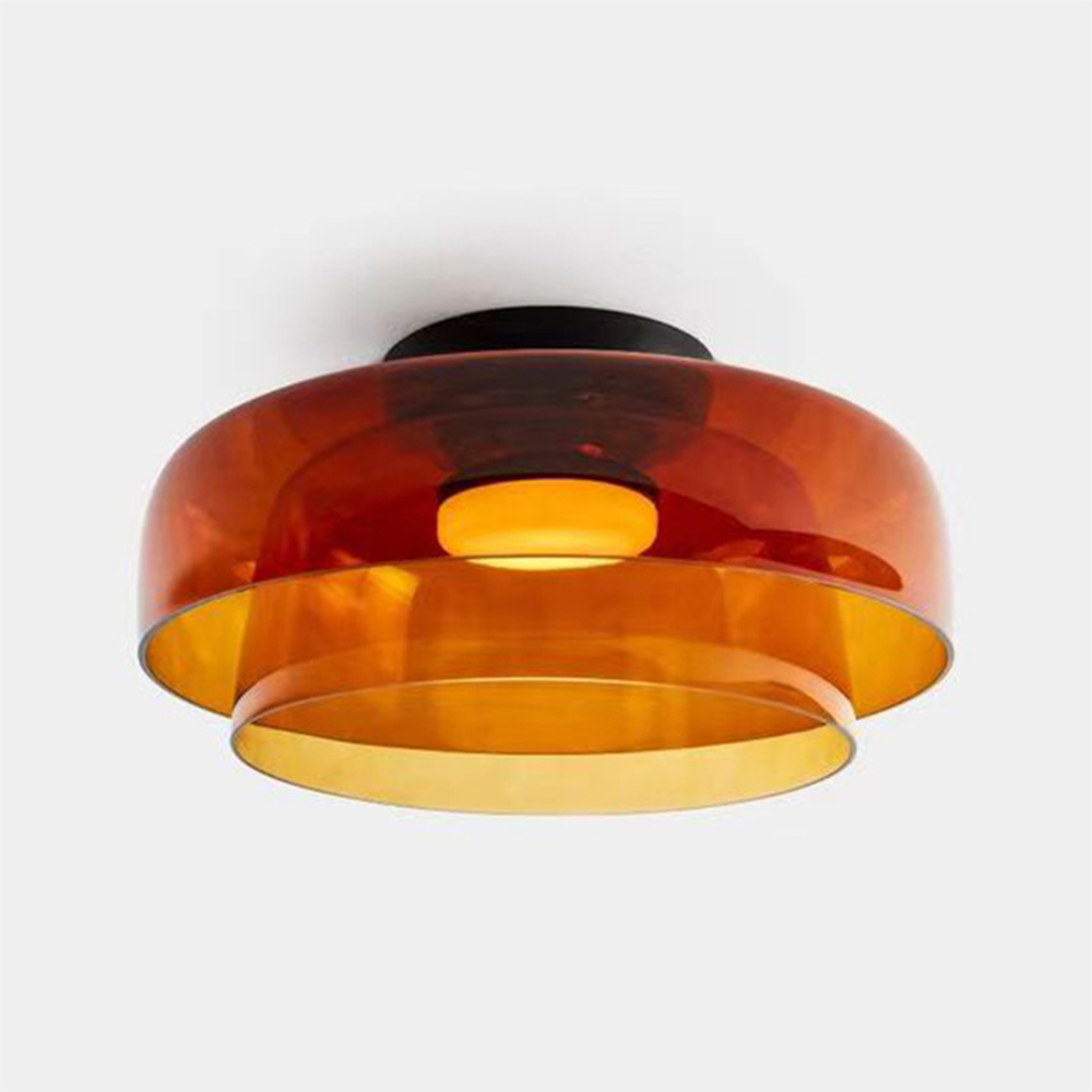 Design Glazen Plafondlamp met Gelaagde Structuur — Elegant Lichtspel voor Eetkamer, Woonkamer en Slaapkamer