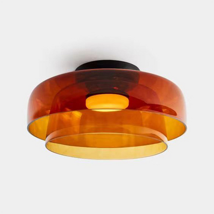 Design Glazen Plafondlamp met Gelaagde Structuur — Elegant Lichtspel voor Eetkamer, Woonkamer en Slaapkamer