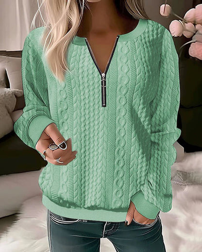 Vrouwentrui Gebreid Casual Met Halve Rits