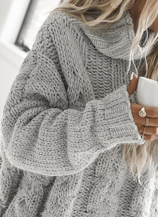 Oversized Trui Zacht Warme Hoge Hals Grotere Maten