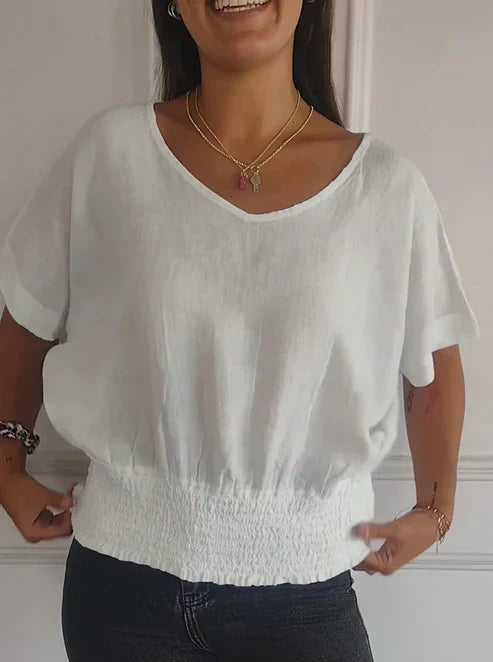 Dames T-shirt Korte Mouwen V-hals Zomer - StudioMarella