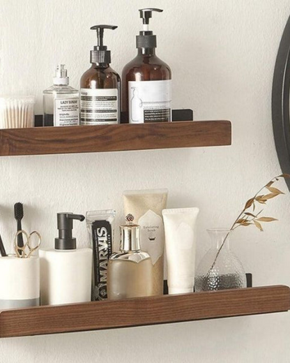 Wandplank Metaal met Houten Voorzijde 20cm 30cm 40cm Scandinavisch Design Badkamer Keuken Woonkamer Opbergen Organizer Matte Afwerking
