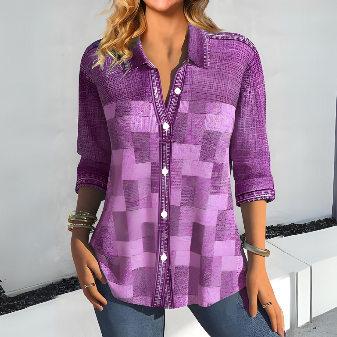 Chique Blouse met Knoopsluiting en Luchtige Textuur