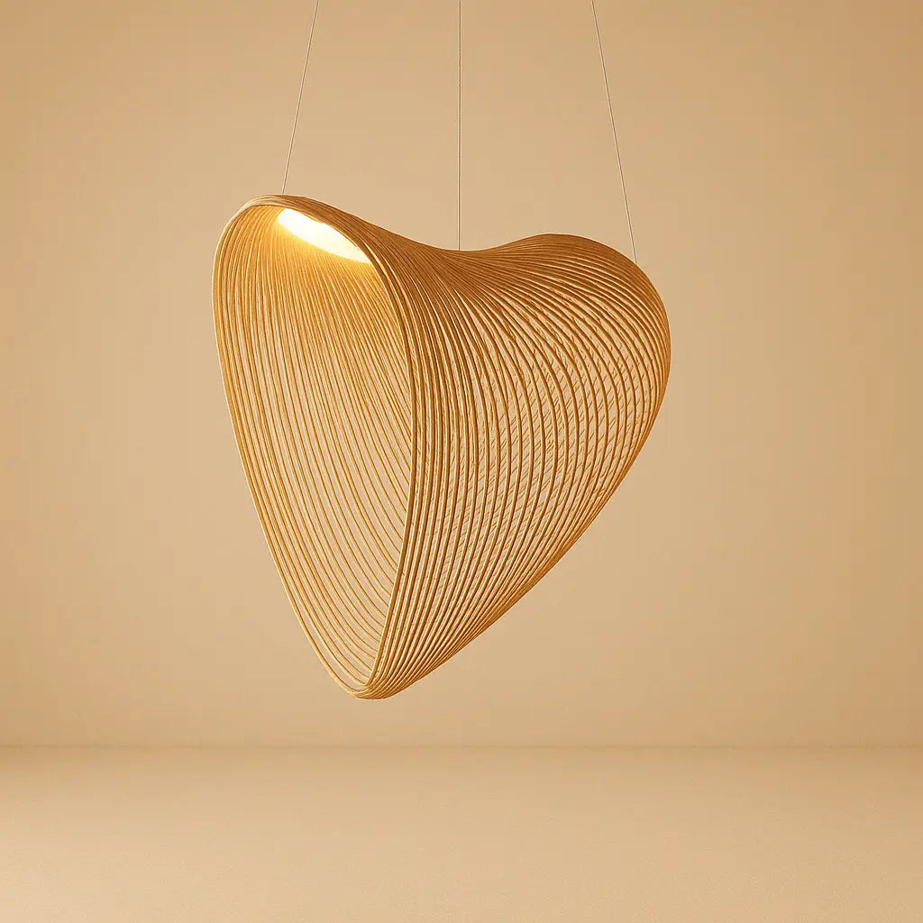 Houten Hanglamp LED 8W Naturel Woonkamer Restaurant Bar Organische Designlamp Golvende Houten Lamp Sfeerverlichting
