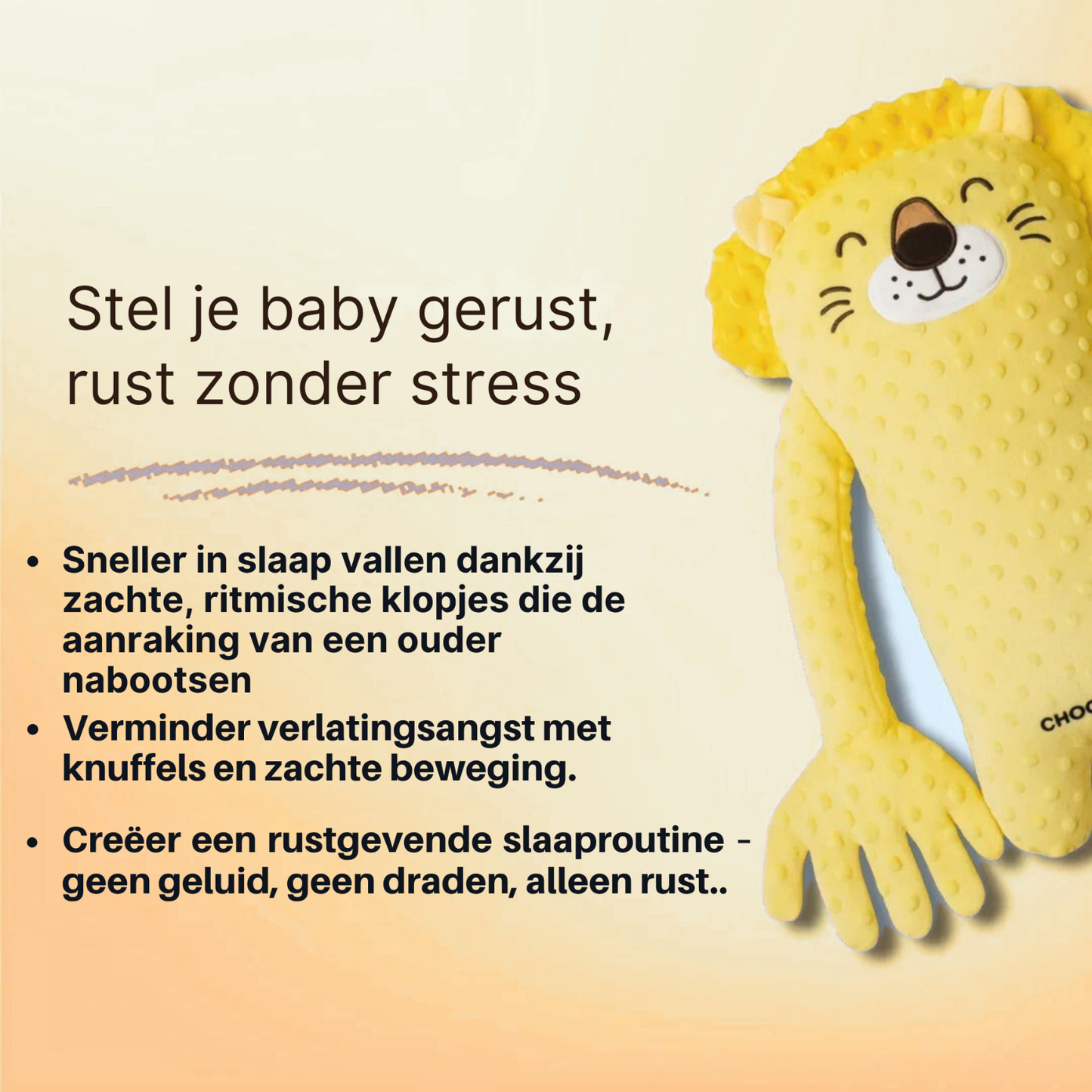 Sansoti | Slaapknuffel met zachte klopbeweging voor baby’s – rustgevend en veilig