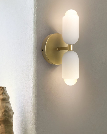 Wandlamp Dubbele Ronde Kap Zwart Frame Warm Sfeerlicht Slaapkamer Woonkamer Gang Minimalistische Wandverlichting Modern Japandi Scandinavisch Interieur