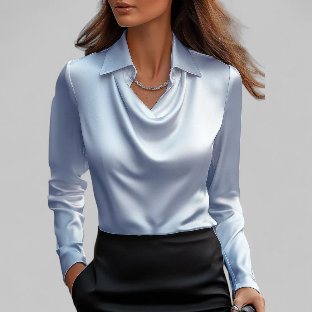 Dames Blouse Lange Mouwen Gedrapeerde Hals