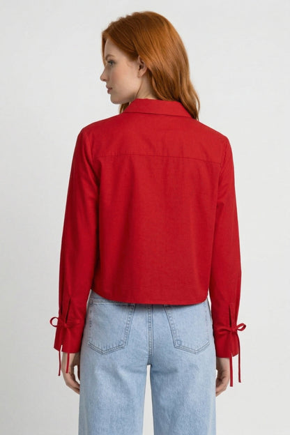 Dames Blouse Lange Mouwen Striksluiting Getailleerd