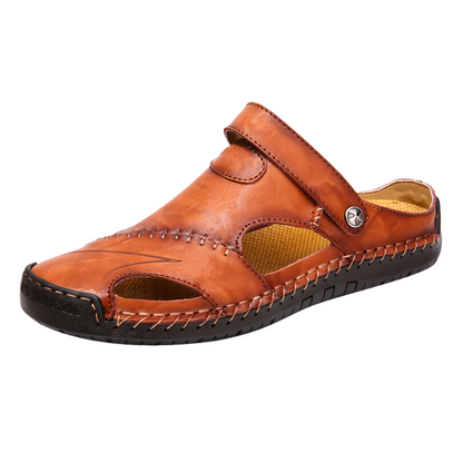 Orthopedische Heren Lederen Sandalen – Comfortabel Zomerse Slippers met Antislip Zool Casual Pantoffels