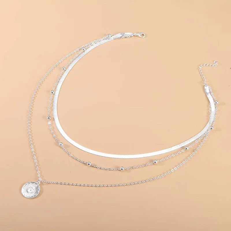 Drielaagse Zilveren Halsketting 925 Sterling voor Dagelijks & Feestelijk