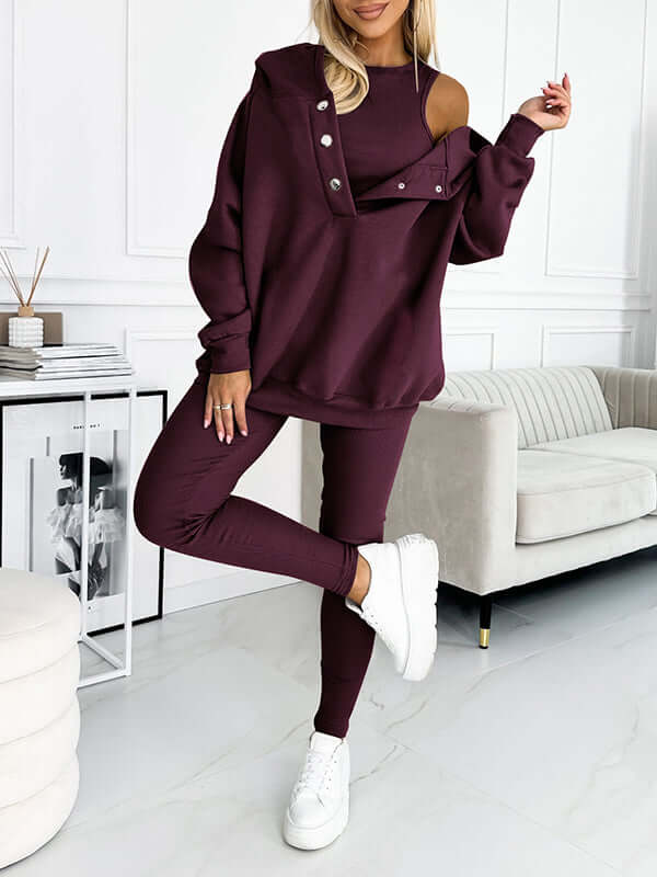 Dames Hoodie Set Fleece - Comfortabele Trui met Broek