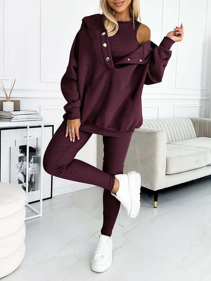 Dames Hoodie Set Fleece - Comfortabele Trui met Broek