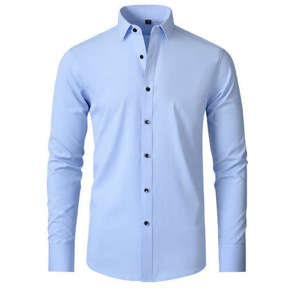 Herenshirt Lange Mouwen Slim Fit Stretch Met Stropdas