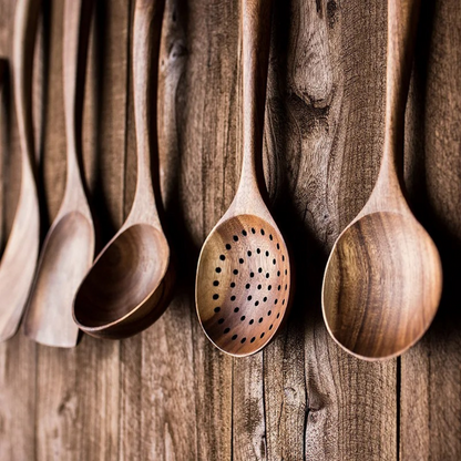 Keukengereedschap Walnouthout Naturlijk Set Spatel Lepel Kookgerei Houten Keuken Premium