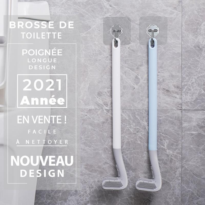 Wandmontage Toiletborstel met Lange Steel en Driehoekige Borstelkop voor Grondig Reinigen van Elke Hoek
