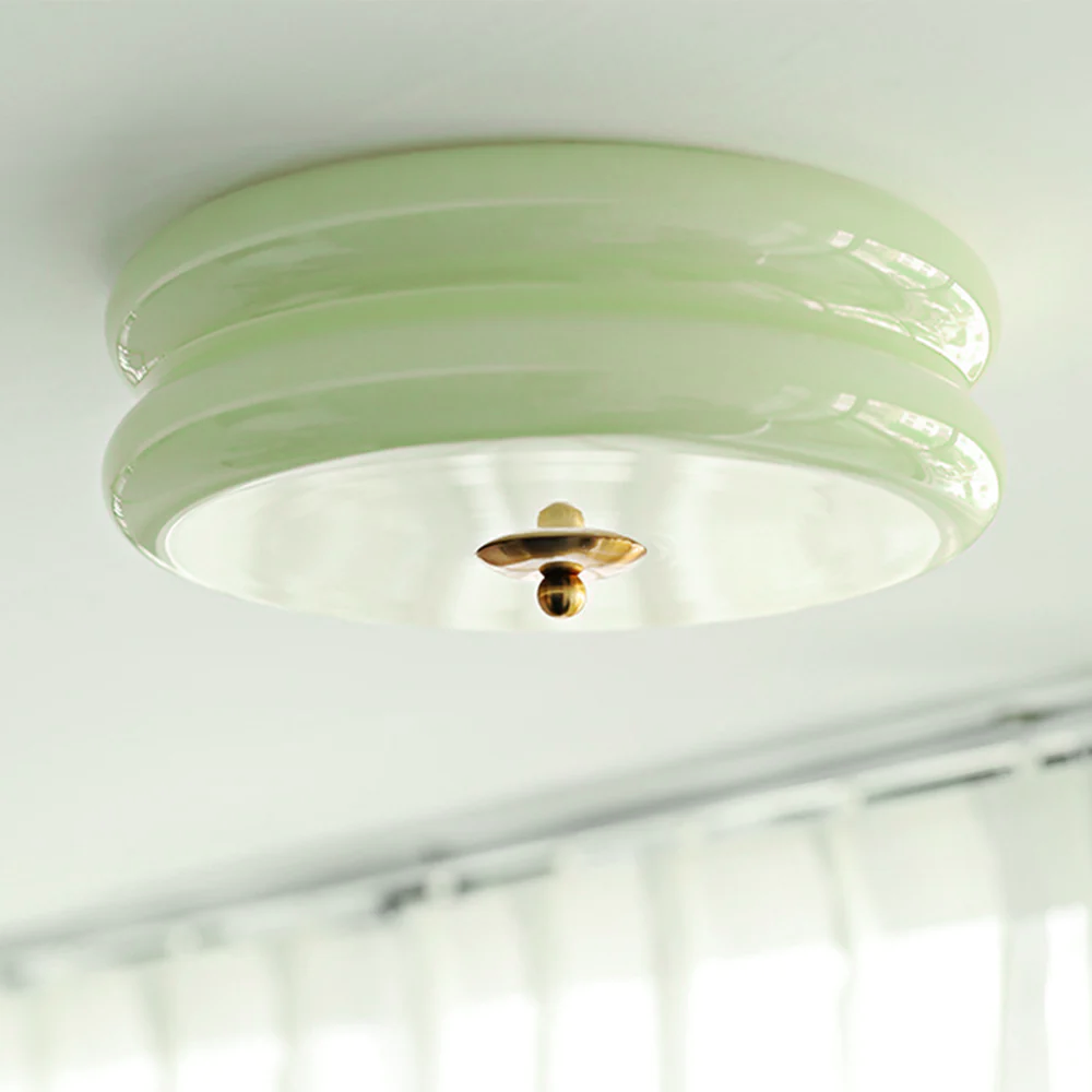 LED plafondlamp glas metaal crème 13 cm slaapkamer woonkamer art deco plafondverlichting rond warm licht neutraal licht wit licht